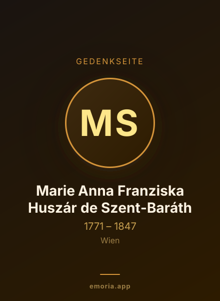 Gedenkportrait von Marie Anna Franziska Huszár de Szent-Baráth