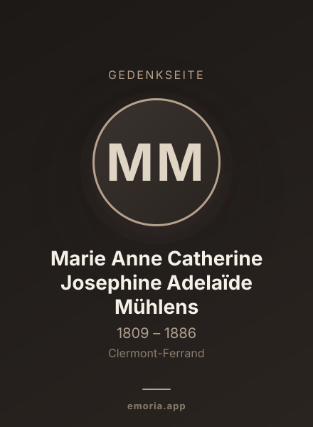 Gedenkportrait von Marie Anne Catherine Josephine Adelaïde Mühlens