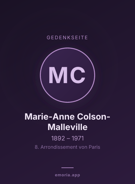 Gedenkportrait von Marie-Anne Colson-Malleville