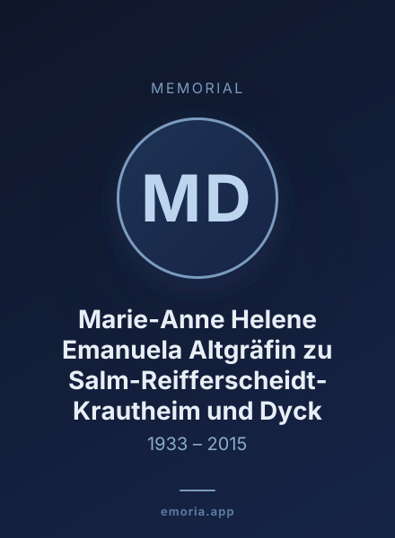Memorial portrait of Marie-Anne Helene Emanuela Altgräfin zu Salm-Reifferscheidt-Krautheim und Dyck