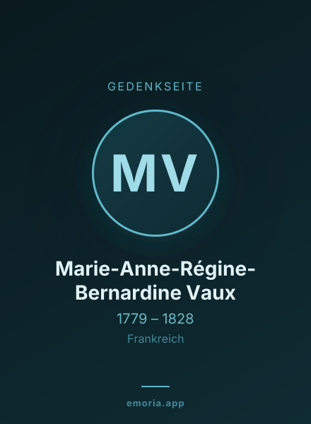 Gedenkportrait von Marie-Anne-Régine-Bernardine Vaux