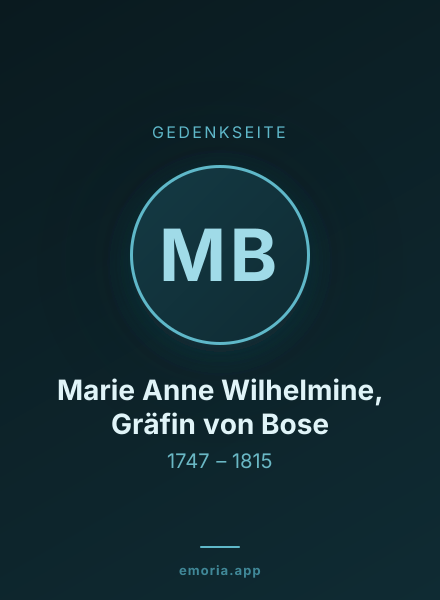 Gedenkportrait von Marie Anne Wilhelmine, Gräfin von Bose