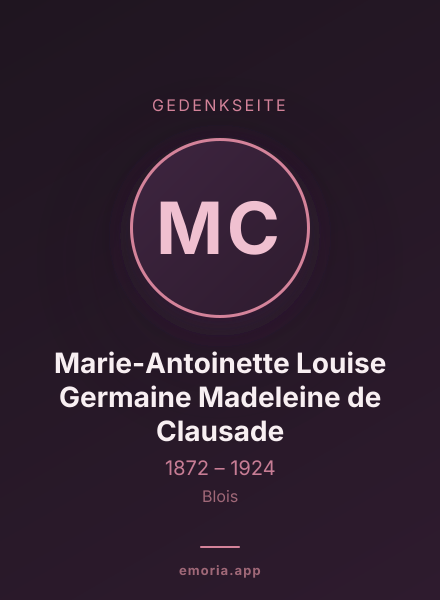 Gedenkportrait von Marie-Antoinette Louise Germaine Madeleine de Clausade