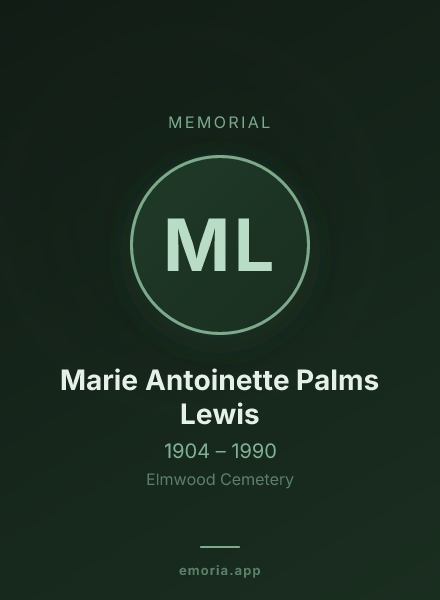 Memorial portrait of Marie Antoinette Palms Lewis