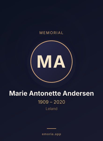 Memorial portrait of Marie Antonette Andersen