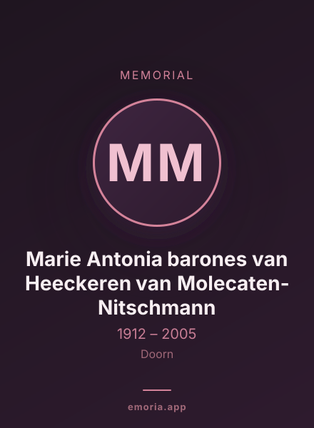 Memorial portrait of Marie Antonia barones van Heeckeren van Molecaten-Nitschmann