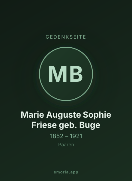 Gedenkportrait von Marie Auguste Sophie Friese geb. Buge