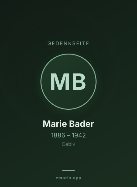 Gedenkportrait von Marie Bader