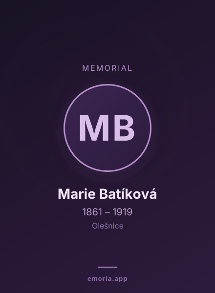 Memorial portrait of Marie Batíková