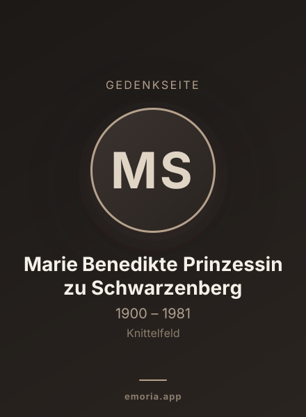 Gedenkportrait von Marie Benedikte Prinzessin zu Schwarzenberg
