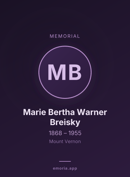Memorial portrait of Marie Bertha Warner Breisky