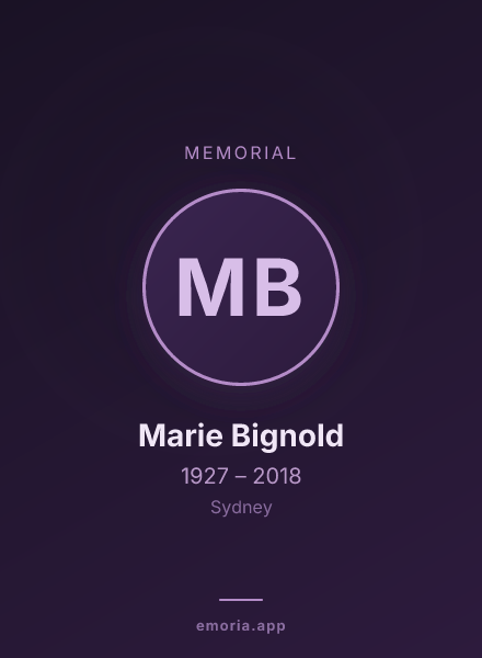 Memorial portrait of Marie Bignold