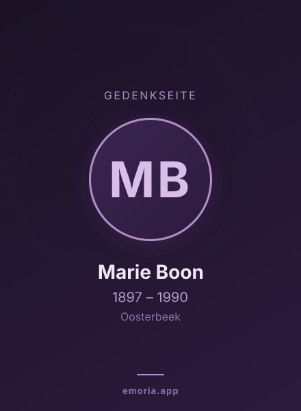 Gedenkportrait von Marie Boon