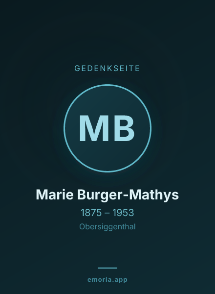 Gedenkportrait von Marie Burger-Mathys