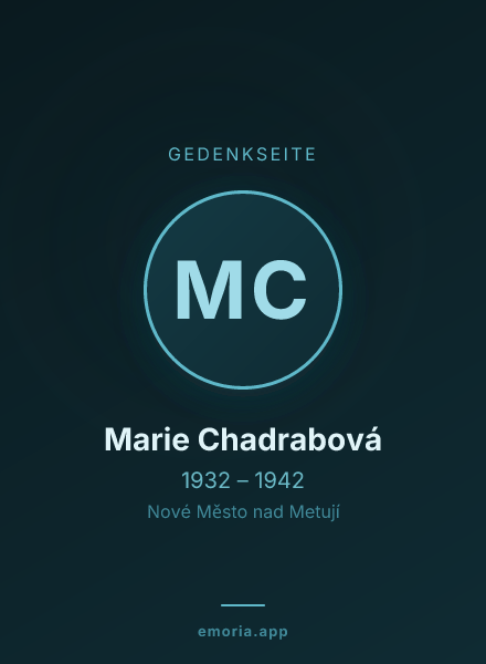 Gedenkportrait von Marie Chadrabová