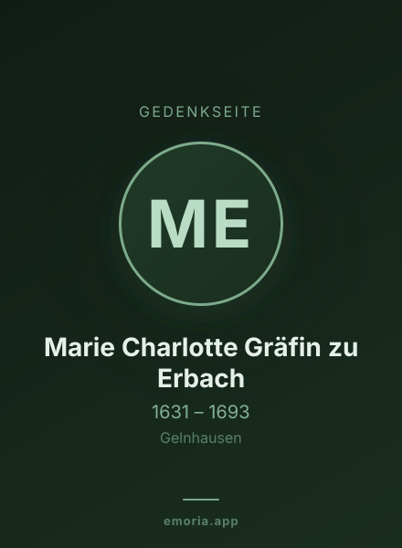 Gedenkportrait von Marie Charlotte Gräfin zu Erbach