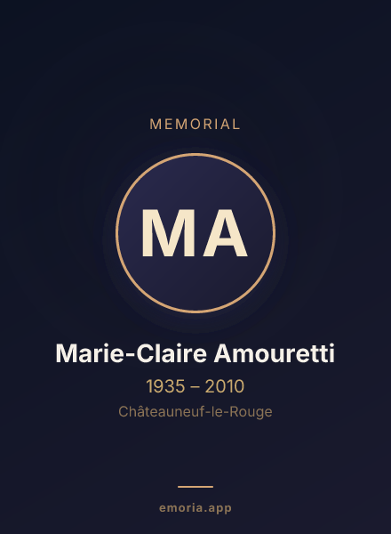 Memorial portrait of Marie-Claire Amouretti