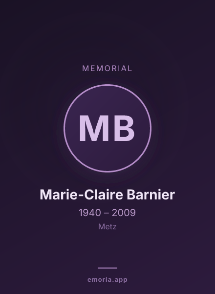 Memorial portrait of Marie-Claire Barnier