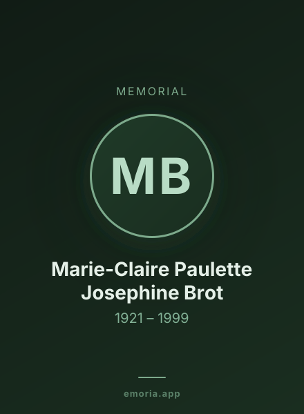 Memorial portrait of Marie-Claire Paulette Josephine Brot