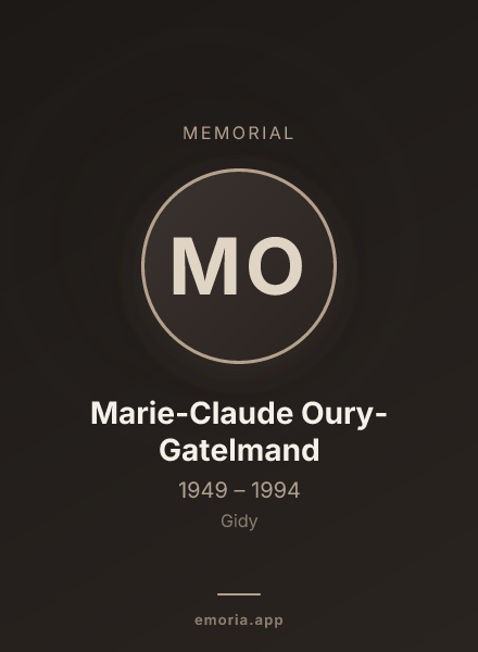 Memorial portrait of Marie-Claude Oury-Gatelmand