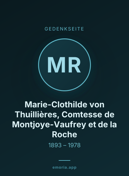 Gedenkportrait von Marie-Clothilde von Thuillières, Comtesse de Montjoye-Vaufrey et de la Roche