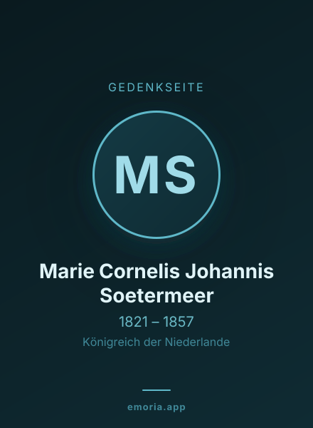 Gedenkportrait von Marie Cornelis Johannis Soetermeer