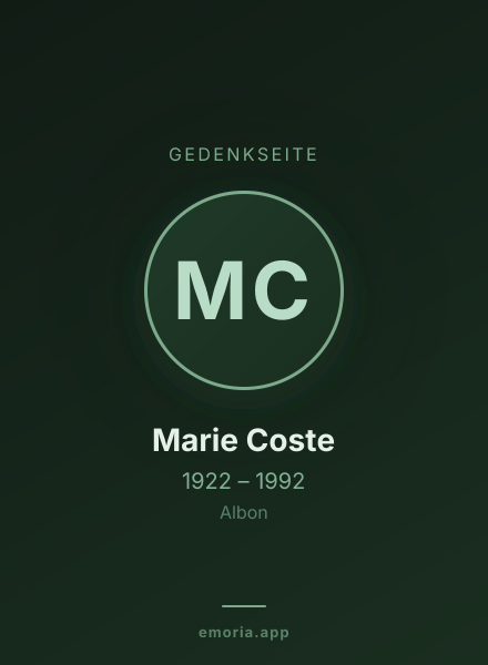 Gedenkportrait von Marie Coste