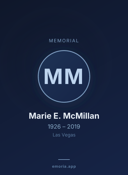 Memorial portrait of Marie E. McMillan