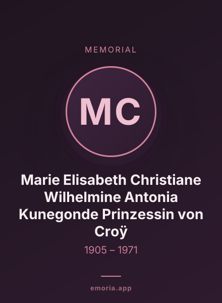 Memorial portrait of Marie Elisabeth Christiane Wilhelmine Antonia Kunegonde Prinzessin von Croÿ