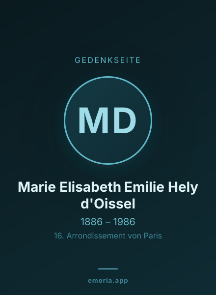 Gedenkportrait von Marie Elisabeth Emilie Hely d'Oissel