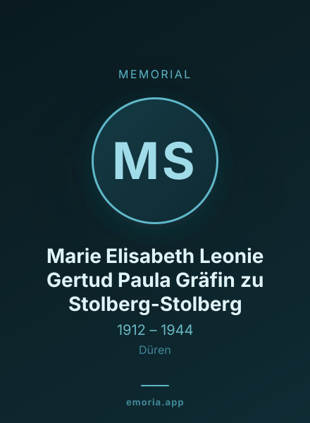Memorial portrait of Marie Elisabeth Leonie Gertud Paula Gräfin zu Stolberg-Stolberg