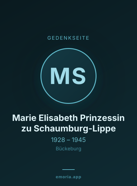 Gedenkportrait von Marie Elisabeth Prinzessin zu Schaumburg-Lippe