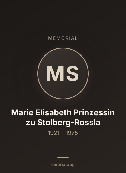 Memorial portrait of Marie Elisabeth Prinzessin zu Stolberg-Rossla