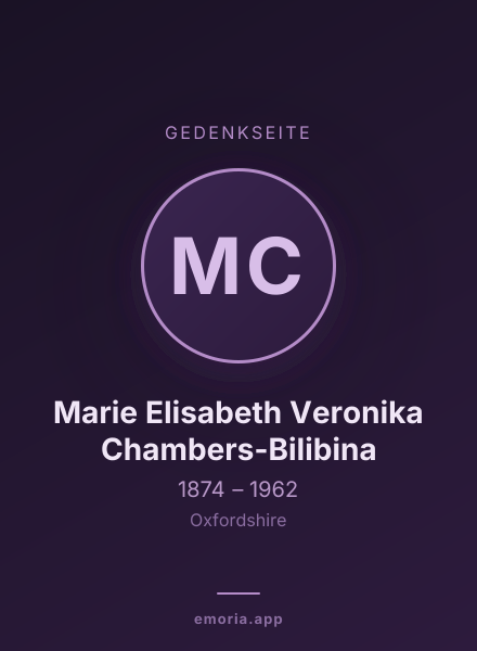 Gedenkportrait von Marie Elisabeth Veronika Chambers-Bilibina