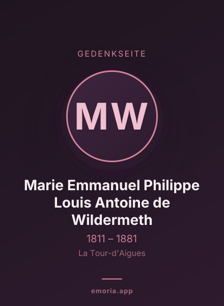 Gedenkportrait von Marie Emmanuel Philippe Louis Antoine de Wildermeth