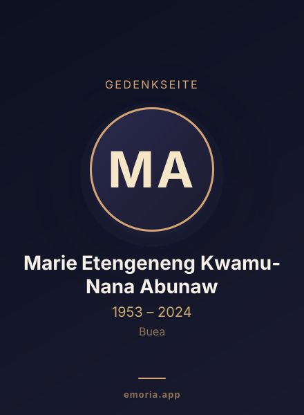 Gedenkportrait von Marie Etengeneng Kwamu-Nana Abunaw