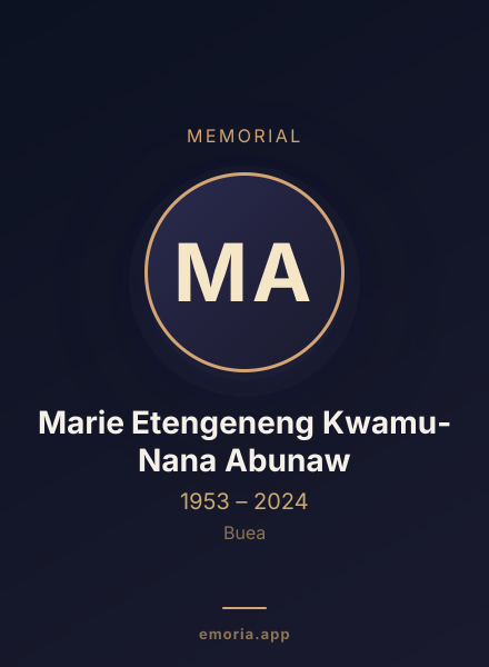 Memorial portrait of Marie Etengeneng Kwamu-Nana Abunaw