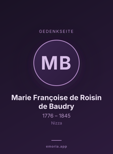 Gedenkportrait von Marie Françoise de Roisin de Baudry