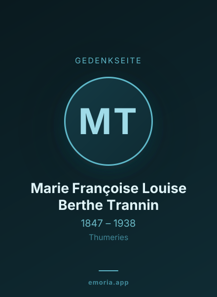 Gedenkportrait von Marie Françoise Louise Berthe Trannin