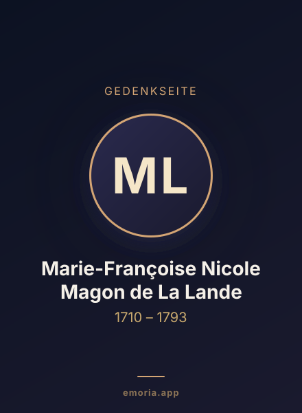 Gedenkportrait von Marie-Françoise Nicole Magon de La Lande