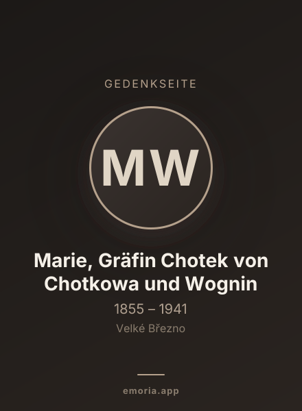 Gedenkportrait von Marie, Gräfin Chotek von Chotkowa und Wognin