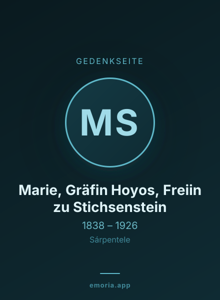 Gedenkportrait von Marie, Gräfin Hoyos, Freiin zu Stichsenstein