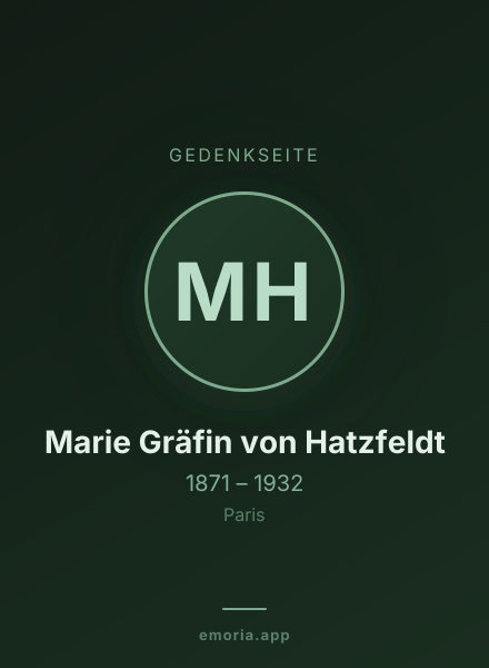 Gedenkportrait von Marie Gräfin von Hatzfeldt