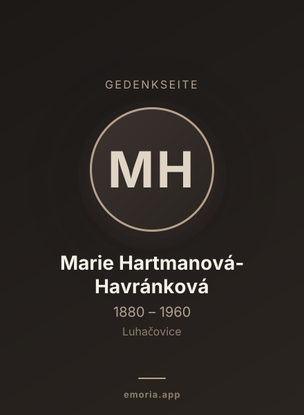 Gedenkportrait von Marie Hartmanová-Havránková