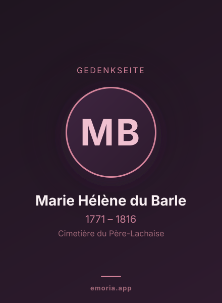 Gedenkportrait von Marie Hélène du Barle