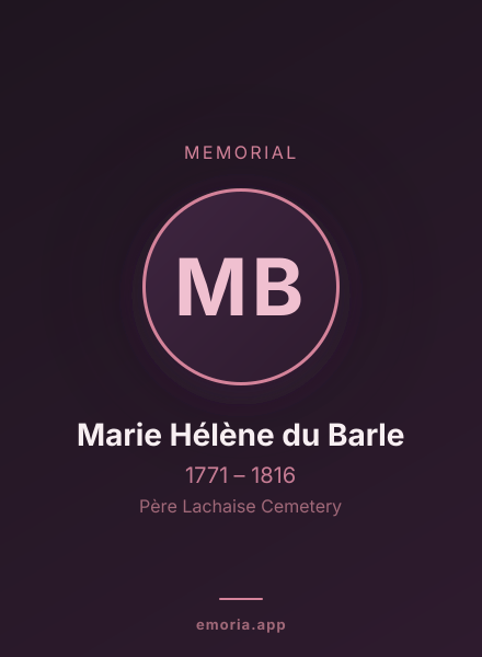 Memorial portrait of Marie Hélène du Barle