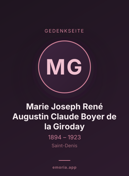 Gedenkportrait von Marie Joseph René Augustin Claude Boyer de la Giroday