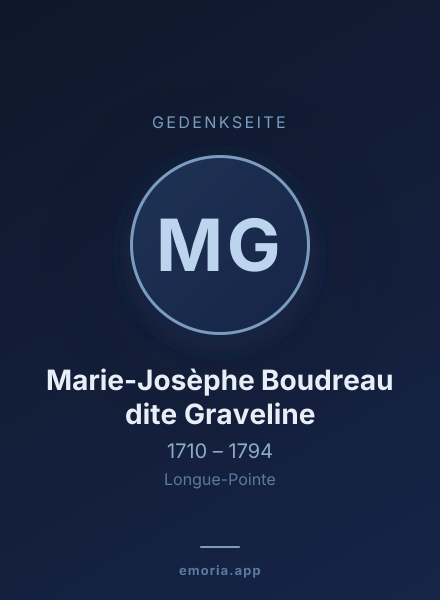 Gedenkportrait von Marie-Josèphe Boudreau dite Graveline