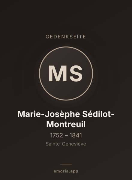 Gedenkportrait von Marie-Josèphe Sédilot-Montreuil