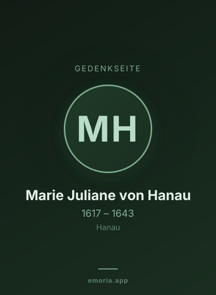 Gedenkportrait von Marie Juliane von Hanau